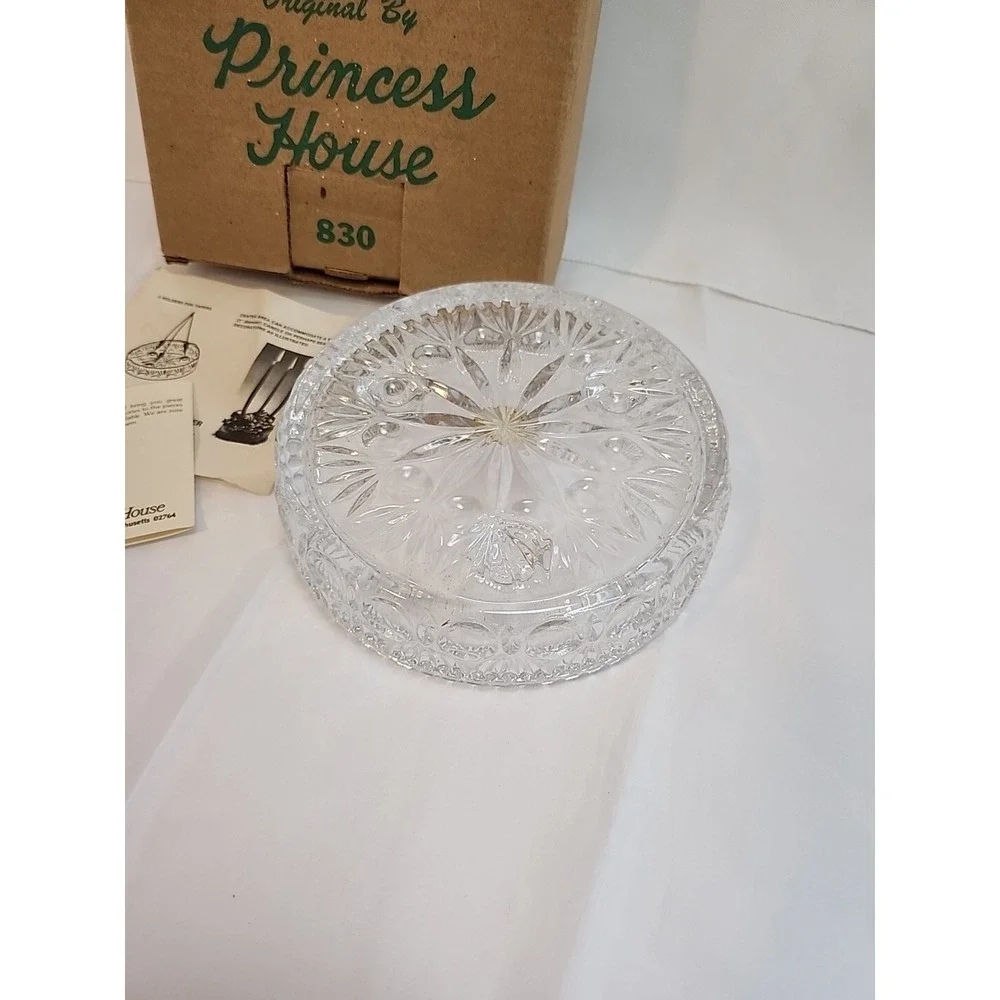 VTG Princess House 24% Full Lead Crystal 3 Lite Taper Candle Holder W/ 6 Candles